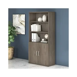 Bush Business Furniture Bookcases<Studio C 72.8"H 5-Shelf Bookcase with Doors, Laminated Wood (STC015MH)