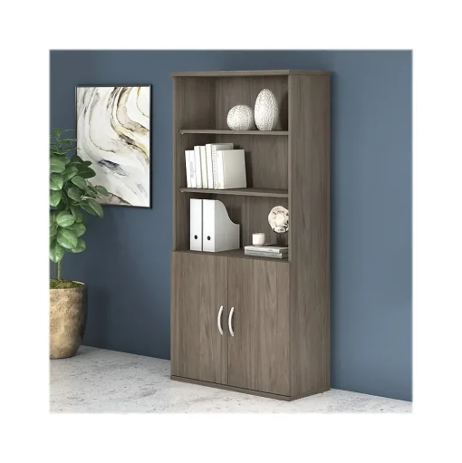 Bush Business Furniture Bookcases<Studio C 72.8"H 5-Shelf Bookcase with Doors, Laminated Wood (STC015MH)