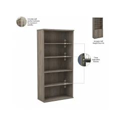 Bush Business Furniture Bookcases<Studio C 72.8"H 5-Shelf Bookcase with Doors, Laminated Wood (STC015MH)