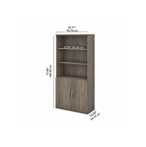 Bush Business Furniture Bookcases<Studio C 72.8"H 5-Shelf Bookcase with Doors, Laminated Wood (STC015MH)