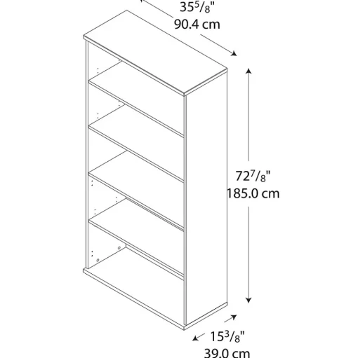 Bush Business Furniture Bookcases<Series C 72.79" 5-Shelf Bookcase with Adjustable Shelves, Laminated Wood (WC36714)
