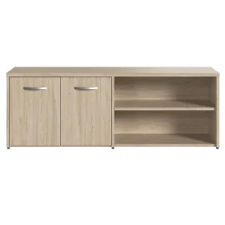 Bush Furniture Storage Cabinets<Bush Business Furniture Studio C Low Storage Cabinet with Doors and Shelves, Natural Elm (SCS160NE)