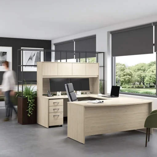 Bush Furniture Storage Cabinets<Bush Business Furniture Studio C Low Storage Cabinet with Doors and Shelves, Natural Elm (SCS160NE)