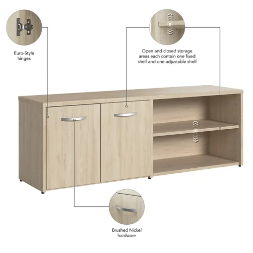 Bush Furniture Storage Cabinets<Bush Business Furniture Studio C Low Storage Cabinet with Doors and Shelves, Natural Elm (SCS160NE)