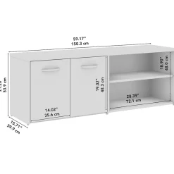 Bush Furniture Storage Cabinets<Bush Business Furniture Studio C Low Storage Cabinet with Doors and Shelves, Natural Elm (SCS160NE)