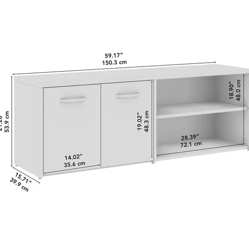 Bush Furniture Storage Cabinets<Bush Business Furniture Studio C Low Storage Cabinet with Doors and Shelves, Natural Elm (SCS160NE)
