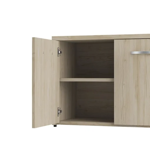 Bush Furniture Storage Cabinets<Bush Business Furniture Studio C Low Storage Cabinet with Doors and Shelves, Natural Elm (SCS160NE)