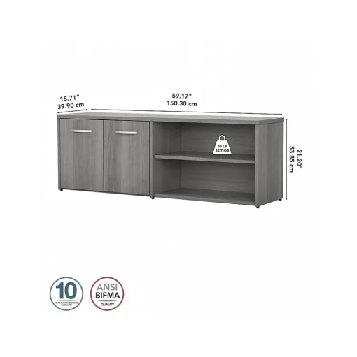 Bush Business Furniture Storage Cabinets<Studio C Low Storage Cabinet with Doors and Shelves, (SCS160PG)