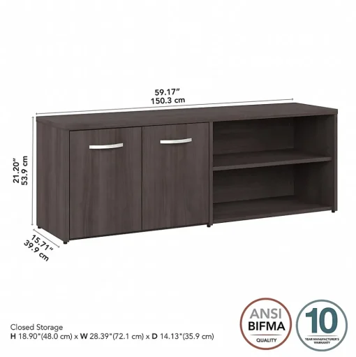 Bush Business Furniture Storage Cabinets<Studio A 21" Low Storage Cabinet with 4 Shelves and Doors, (SDS160SG-Z)