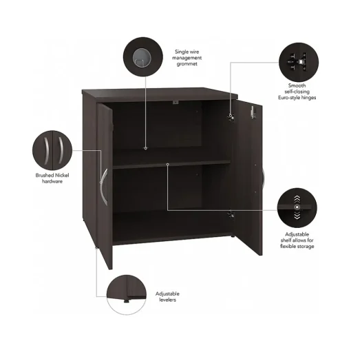 Bush Business Furniture Storage Cabinets<Studio C 30" Storage Cabinet with 2 Shelves, Storm Gray (SCS130SG)