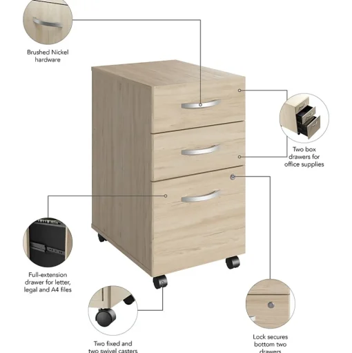 Bush Furniture File Cabinets<Bush Business Furniture Studio C 3 Drawer Mobile File Cabinet, Natural Elm (SCF216NESU)