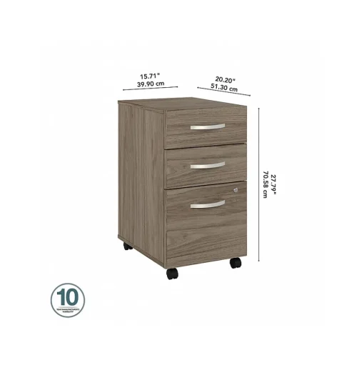 Bush Business Furniture File Cabinets<Studio C 3-Drawer Mobile Vertical File Cabinet, Letter/Legal Size, Lockable, (SCF216MHSU)