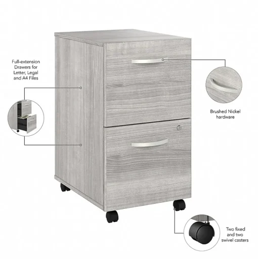 Bush Business Furniture File Cabinets<Studio A 2-Drawer Mobile Vertical File Cabinet, Letter/Legal Size, Lockable, (SDF116PGSU-Z)