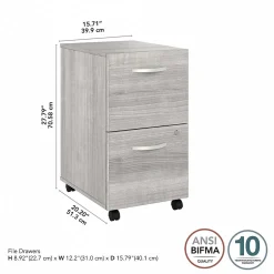 Bush Business Furniture File Cabinets<Studio A 2-Drawer Mobile Vertical File Cabinet, Letter/Legal Size, Lockable, (SDF116PGSU-Z)
