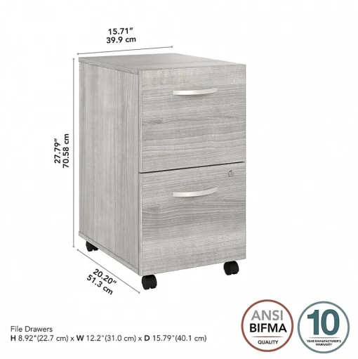 Bush Business Furniture File Cabinets<Studio A 2-Drawer Mobile Vertical File Cabinet, Letter/Legal Size, Lockable, (SDF116PGSU-Z)