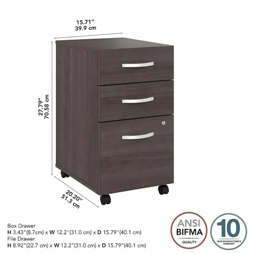 Bush Business Furniture File Cabinets<Studio A 3-Drawer Mobile Vertical File Cabinet, Letter/Legal Size, Lockable, (SDF216SGSU-Z)