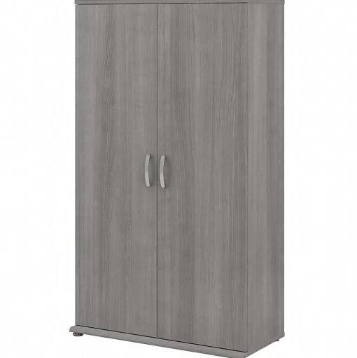 Bush Business Furniture Storage Cabinets<Universal 62" Tall Storage Cabinet with Doors and 5 Shelves, Platinum Gray (UNS136PGK)