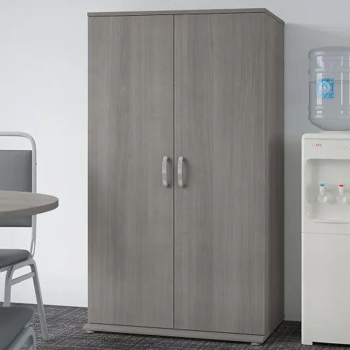 Bush Business Furniture Storage Cabinets<Universal 62" Tall Storage Cabinet with Doors and 5 Shelves, Platinum Gray (UNS136PGK)