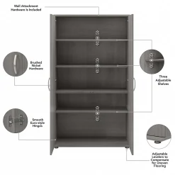 Bush Business Furniture Storage Cabinets<Universal 62" Tall Storage Cabinet with Doors and 5 Shelves, Platinum Gray (UNS136PGK)