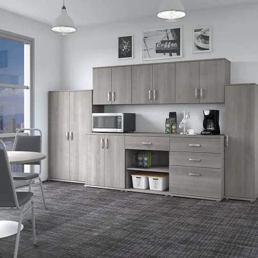 Bush Business Furniture Storage Cabinets<Universal 62" Tall Storage Cabinet with Doors and 5 Shelves, Platinum Gray (UNS136PGK)
