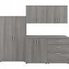 Bush Business Furniture Storage Cabinets<Universal 62" 5-Piece Modular Storage Set with 11 Shelves, Platinum Gray (UNS003PG)