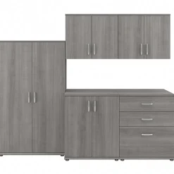 Bush Business Furniture Storage Cabinets<Universal 62" 5-Piece Modular Storage Set with 11 Shelves, Platinum Gray (UNS003PG)