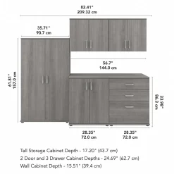 Bush Business Furniture Storage Cabinets<Universal 62" 5-Piece Modular Storage Set with 11 Shelves, Platinum Gray (UNS003PG)