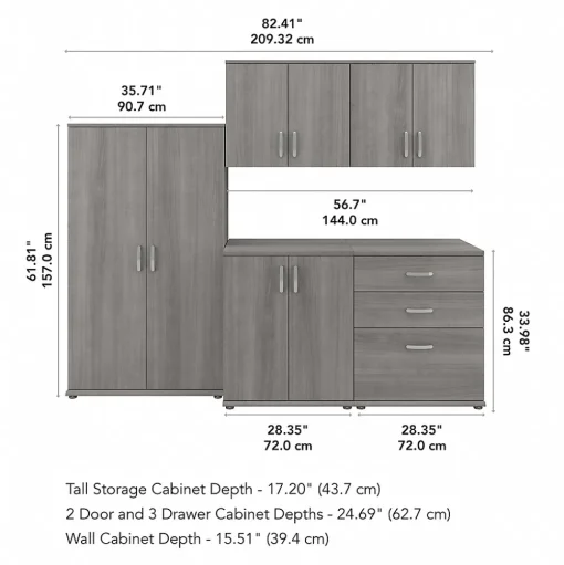 Bush Business Furniture Storage Cabinets<Universal 62" 5-Piece Modular Storage Set with 11 Shelves, Platinum Gray (UNS003PG)
