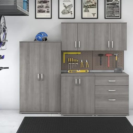 Bush Business Furniture Storage Cabinets<Universal 62" 5-Piece Modular Storage Set with 11 Shelves, Platinum Gray (UNS003PG)