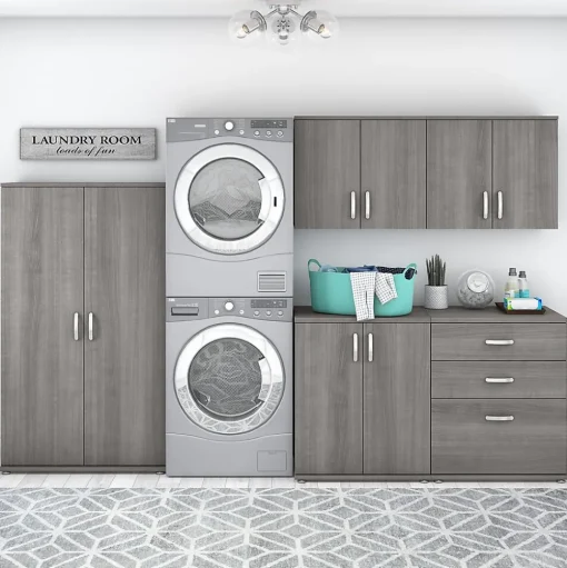 Bush Business Furniture Storage Cabinets<Universal 62" 5-Piece Modular Storage Set with 11 Shelves, Platinum Gray (UNS003PG)