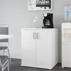 Bush Business Furniture Storage Cabinets<Universal 34" Floor Storage Cabinet with 2 Shelves, White (UNS128WH)