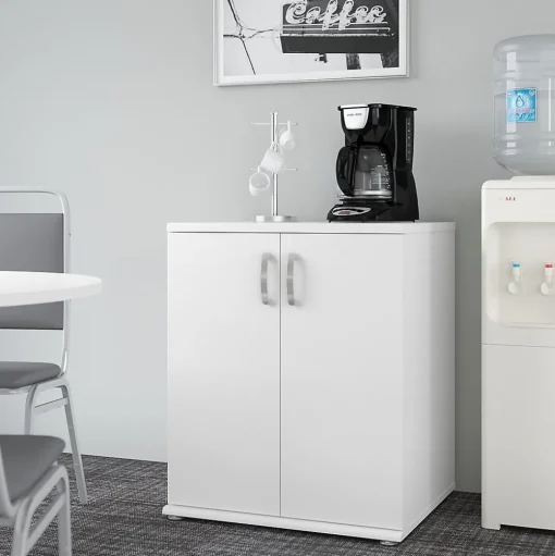 Bush Business Furniture Storage Cabinets<Universal 34" Floor Storage Cabinet with 2 Shelves, White (UNS128WH)