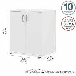 Bush Business Furniture Storage Cabinets<Universal 34" Floor Storage Cabinet with 2 Shelves, White (UNS128WH)