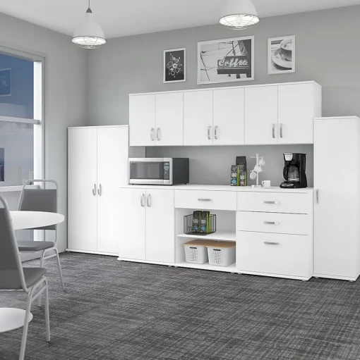 Bush Business Furniture Storage Cabinets<Universal 34" Floor Storage Cabinet with 2 Shelves, White (UNS128WH)