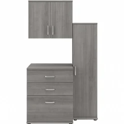 Bush Business Furniture Storage Cabinets<Universal 62" 3-Piece Modular Storage Set with 5 Shelves, Platinum Gray (UNS005PG)