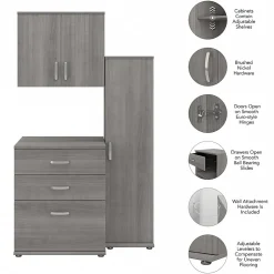 Bush Business Furniture Storage Cabinets<Universal 62" 3-Piece Modular Storage Set with 5 Shelves, Platinum Gray (UNS005PG)