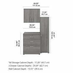 Bush Business Furniture Storage Cabinets<Universal 62" 3-Piece Modular Storage Set with 5 Shelves, Platinum Gray (UNS005PG)