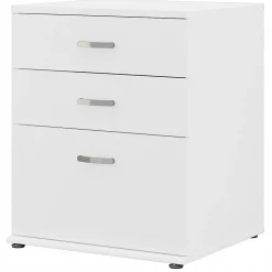 Bush Business Furniture Storage Cabinets<Universal 34" Floor Storage Cabinet with 3 Drawers, White (UNS328WH)