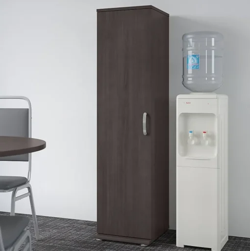 Bush Business Furniture Storage Cabinets<Universal 62" Tall Narrow Storage Cabinet with Door and 3 Shelves, Storm Gray (UNS116SG)