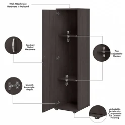 Bush Business Furniture Storage Cabinets<Universal 62" Tall Narrow Storage Cabinet with Door and 3 Shelves, Storm Gray (UNS116SG)