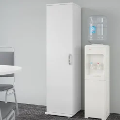 Bush Business Furniture Storage Cabinets<Universal 62" Tall Narrow Storage Cabinet with Door and 3 Shelves, White (UNS116WH)