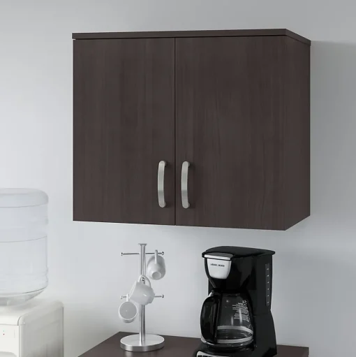 Bush Business Furniture Storage Cabinets<Universal 24" Wall Cabinet with Doors and 2 Shelves, Storm Gray (UNS428SG)