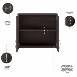 Bush Business Furniture Storage Cabinets<Universal 24" Wall Cabinet with Doors and 2 Shelves, Storm Gray (UNS428SG)