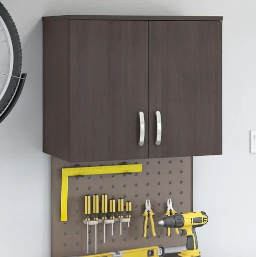 Bush Business Furniture Storage Cabinets<Universal 24" Wall Cabinet with Doors and 2 Shelves, Storm Gray (UNS428SG)