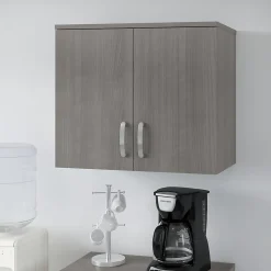 Bush Business Furniture Storage Cabinets<Universal 24" Wall Cabinet with Doors and 2 Shelves, Platinum Gray (UNS428PG)