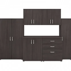 Bush Business Furniture Storage Cabinets<Universal 62" 6-Piece Modular Storage Set with 14 Shelves, Storm Gray (UNS002SG)
