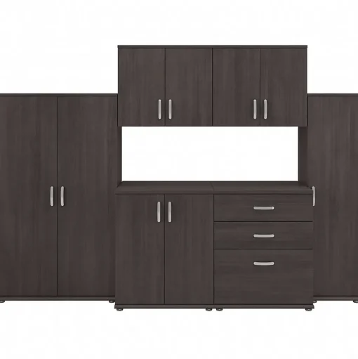 Bush Business Furniture Storage Cabinets<Universal 62" 6-Piece Modular Storage Set with 14 Shelves, Storm Gray (UNS002SG)