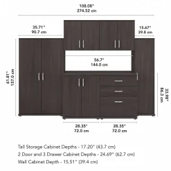 Bush Business Furniture Storage Cabinets<Universal 62" 6-Piece Modular Storage Set with 14 Shelves, Storm Gray (UNS002SG)