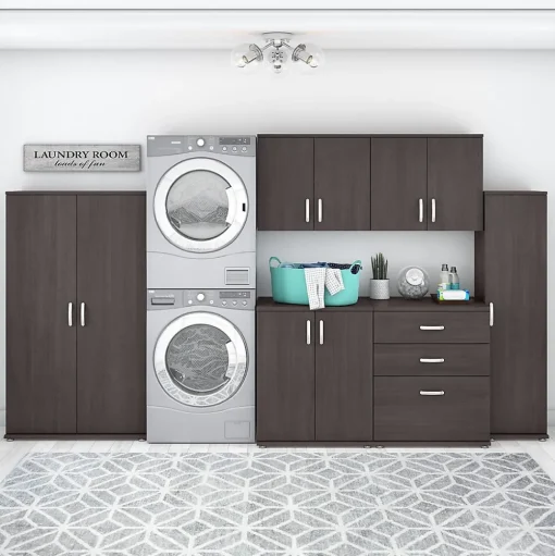 Bush Business Furniture Storage Cabinets<Universal 62" 6-Piece Modular Storage Set with 14 Shelves, Storm Gray (UNS002SG)