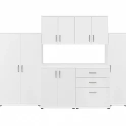 Bush Business Furniture Storage Cabinets<Universal 62" 6-Piece Modular Storage Set with 14 Shelves, White (UNS002WH)